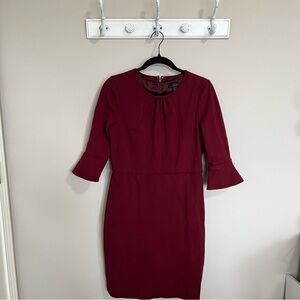 Women’s J. Crew Maroon 3/4 Sleeve Dress - Size 10